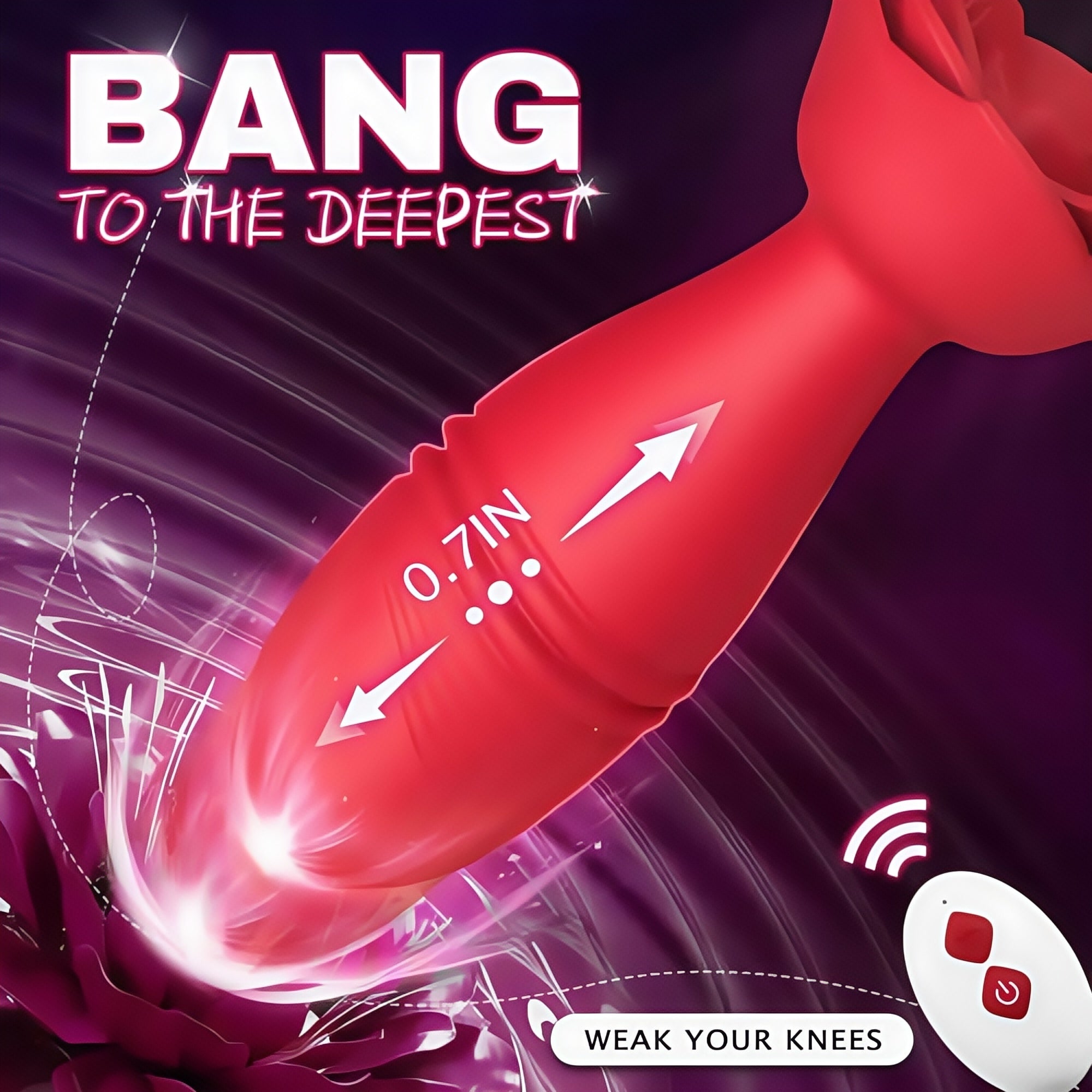 Joyomas - Rose Sex Toy Anal Plug APP Thrusting Vibrators, Remote Control Anal Sex Toy