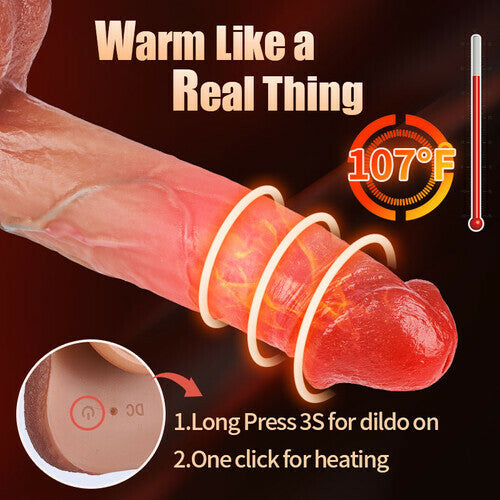 Joyomas - Realistic 8.66IN Thrusting Swinging Vibrating Heating Bloodshot Dildo for G-spot Anal Stimulation