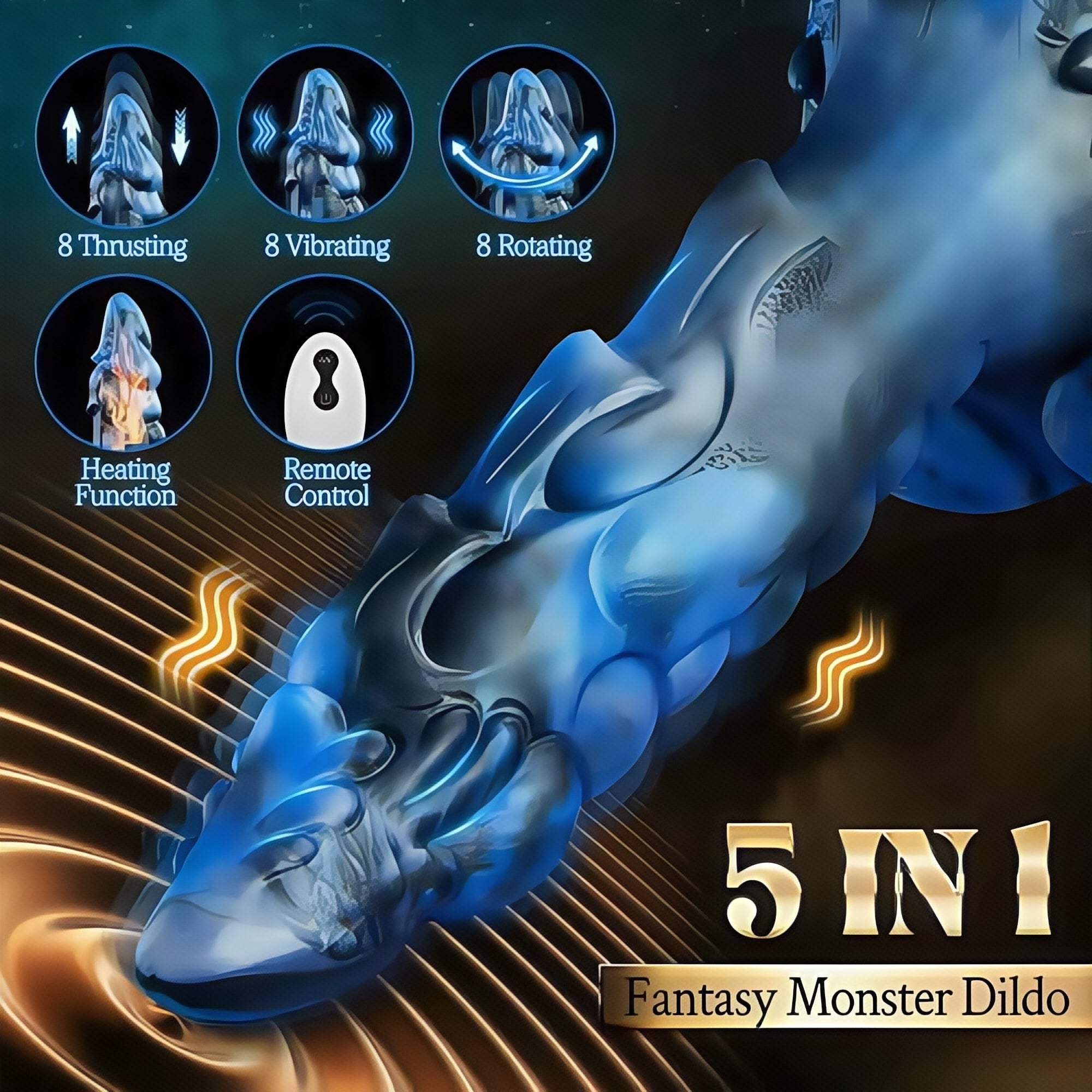 Joyomas - 8 Thrusting Vibrating Swing Heating Huge Dildo with Suction Cup 9.5 Inch
