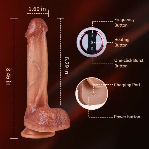 Joyomas - Realistic 8.66IN Thrusting Swinging Vibrating Heating Bloodshot Dildo for G-spot Anal Stimulation