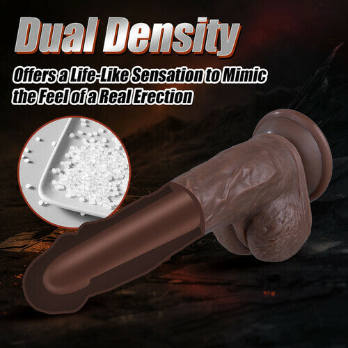 Joyomas - Black Realistic Fast Thrusting 8.98IN Heating Dildo Sex Toy Perfect Size Vibrator