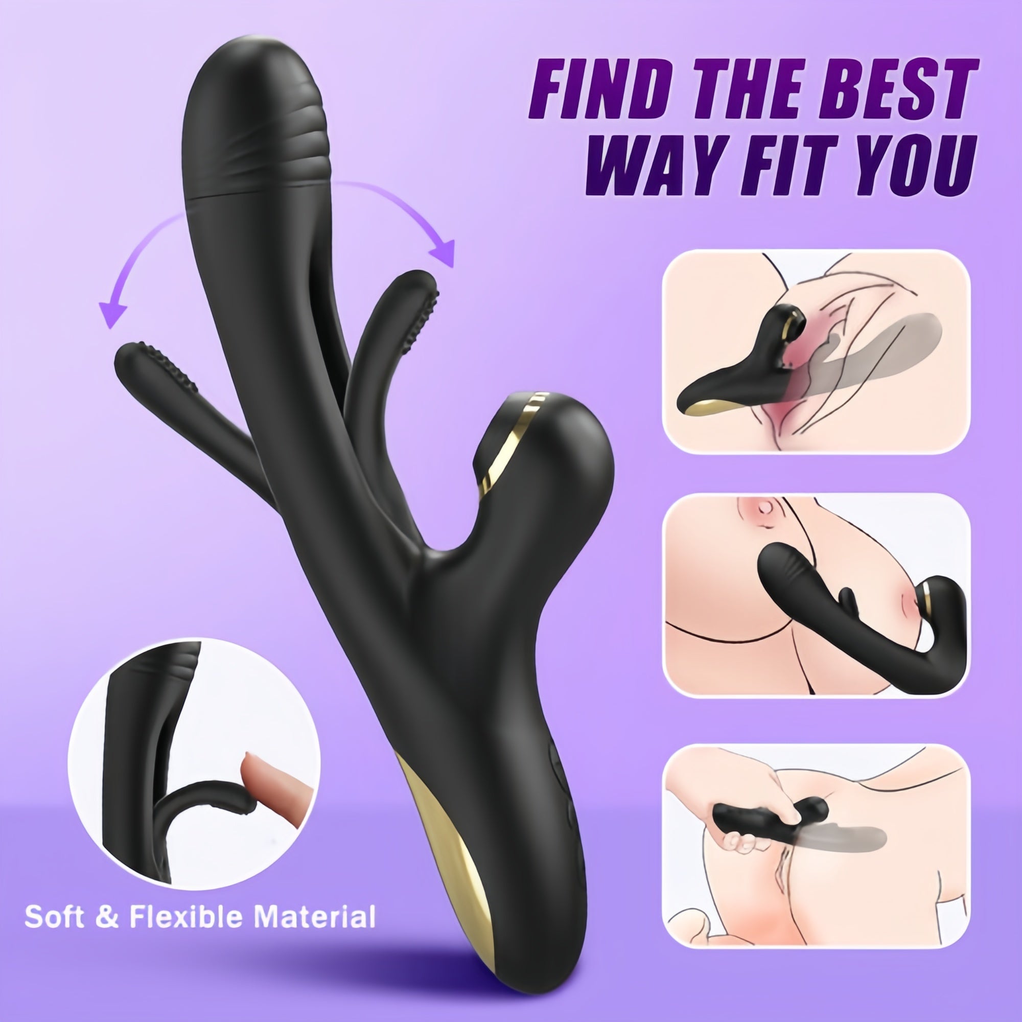 Joyomas - 3 IN 1 Sucking & Flapping Vibrator G Spot Clitoral Stimulator with 7 Modes Massager