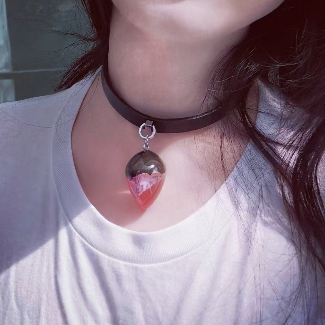 Joyomas - Customized Art Handcrafts Leather Necklace With Crystal Anal Plug - Classic Essentials
