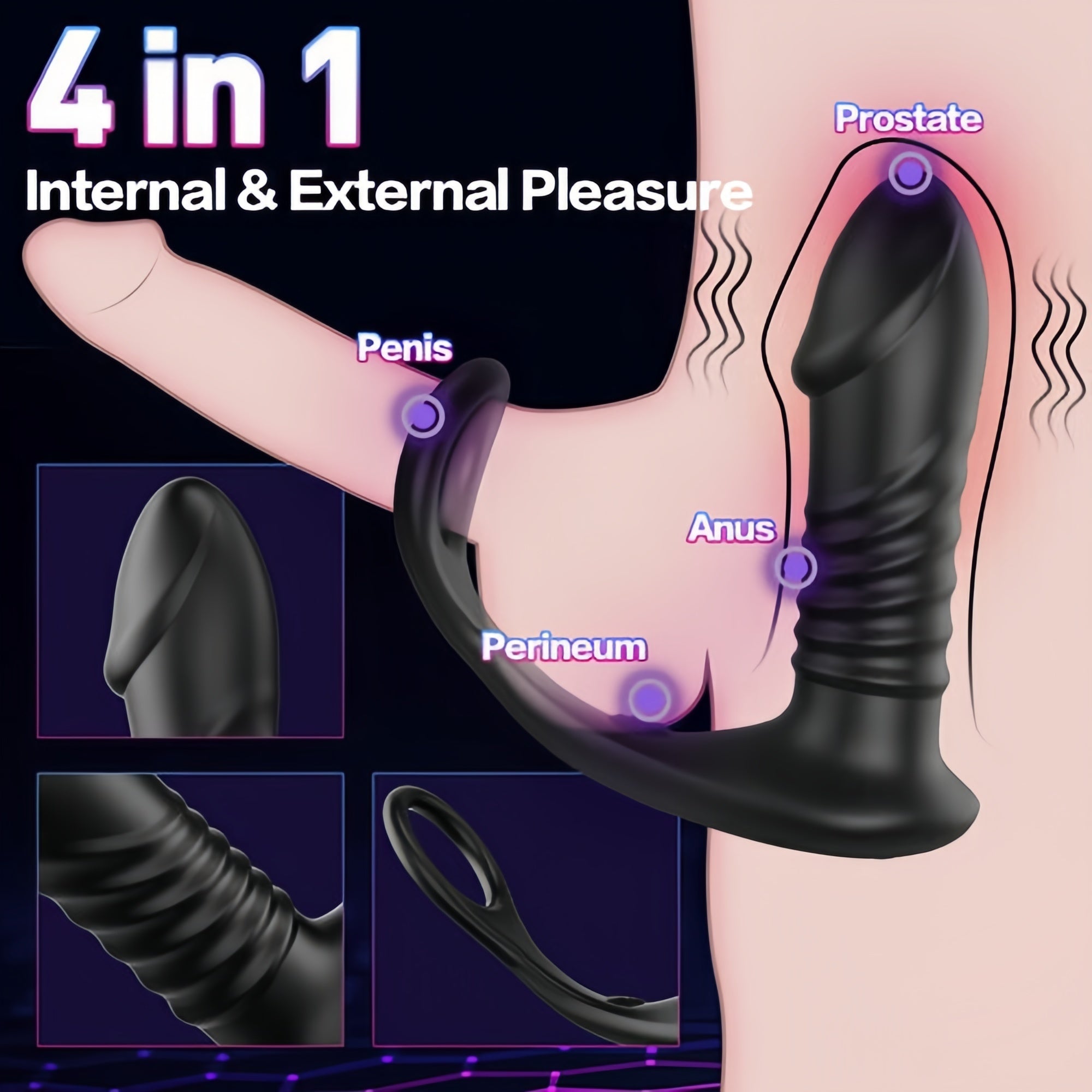 Joyomas - 3 -Thrusting & 12 -Vibrating Cock Rings Prostate Massager