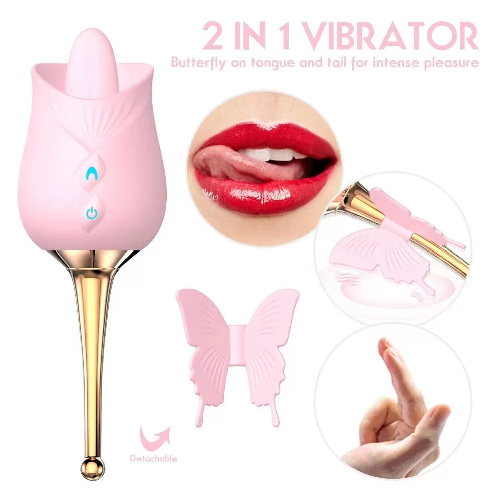 Joyomas - 10-Frequency Vibration Tongue Licking Rose Vibrator