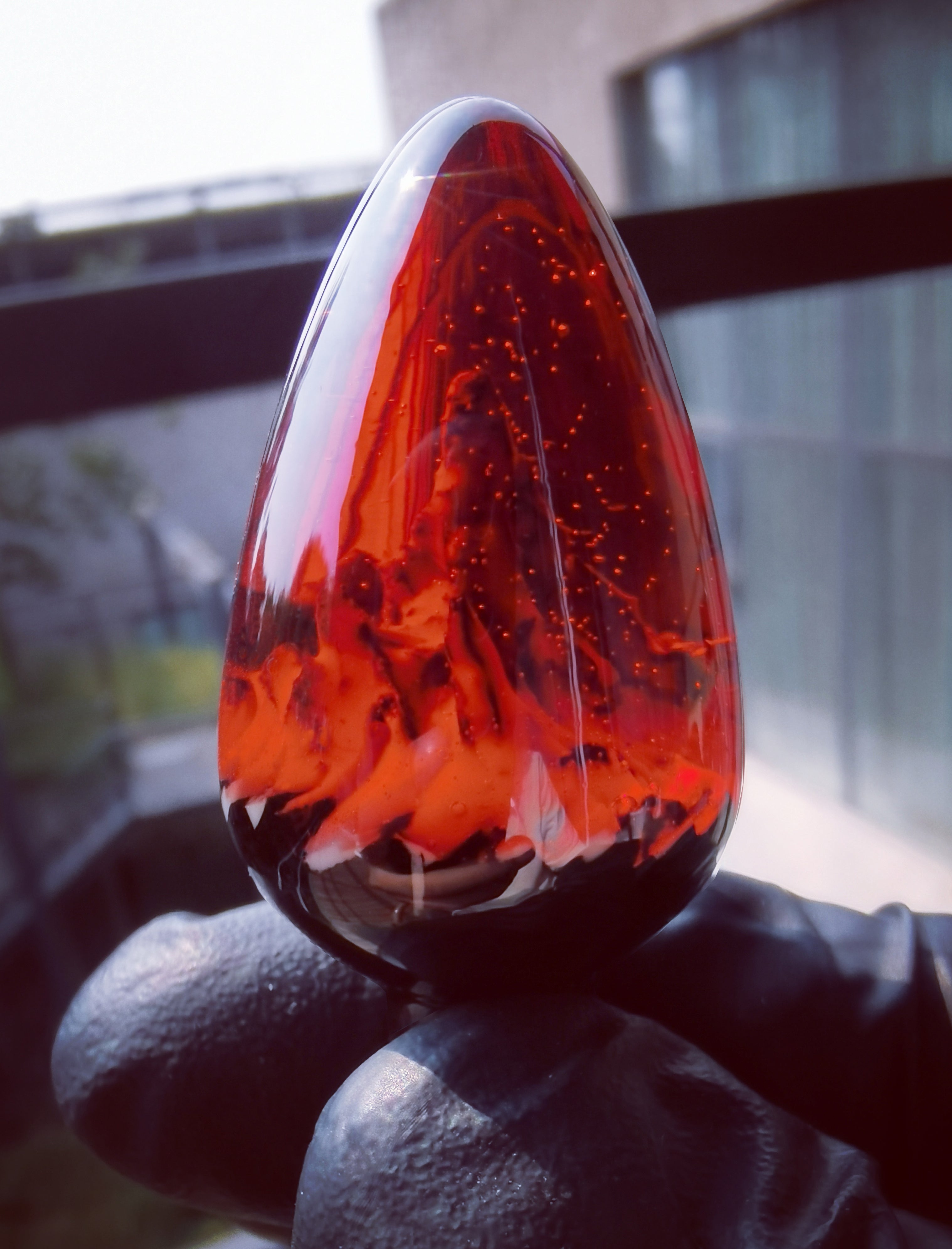 Joyomas - Customized Art Handcrafts - gothic crystal anal plug - Flame Red
