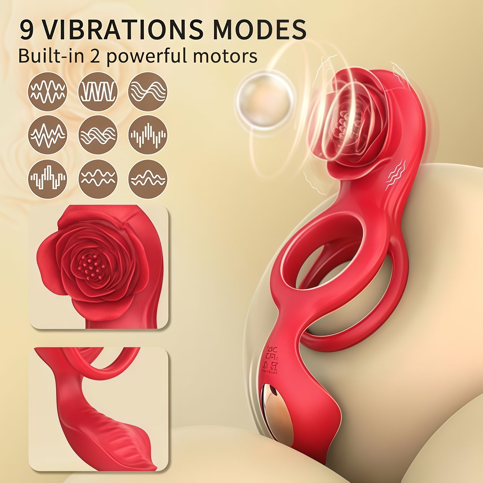 Joyomas - Cock Ring with Rose Clitoral Stimulation