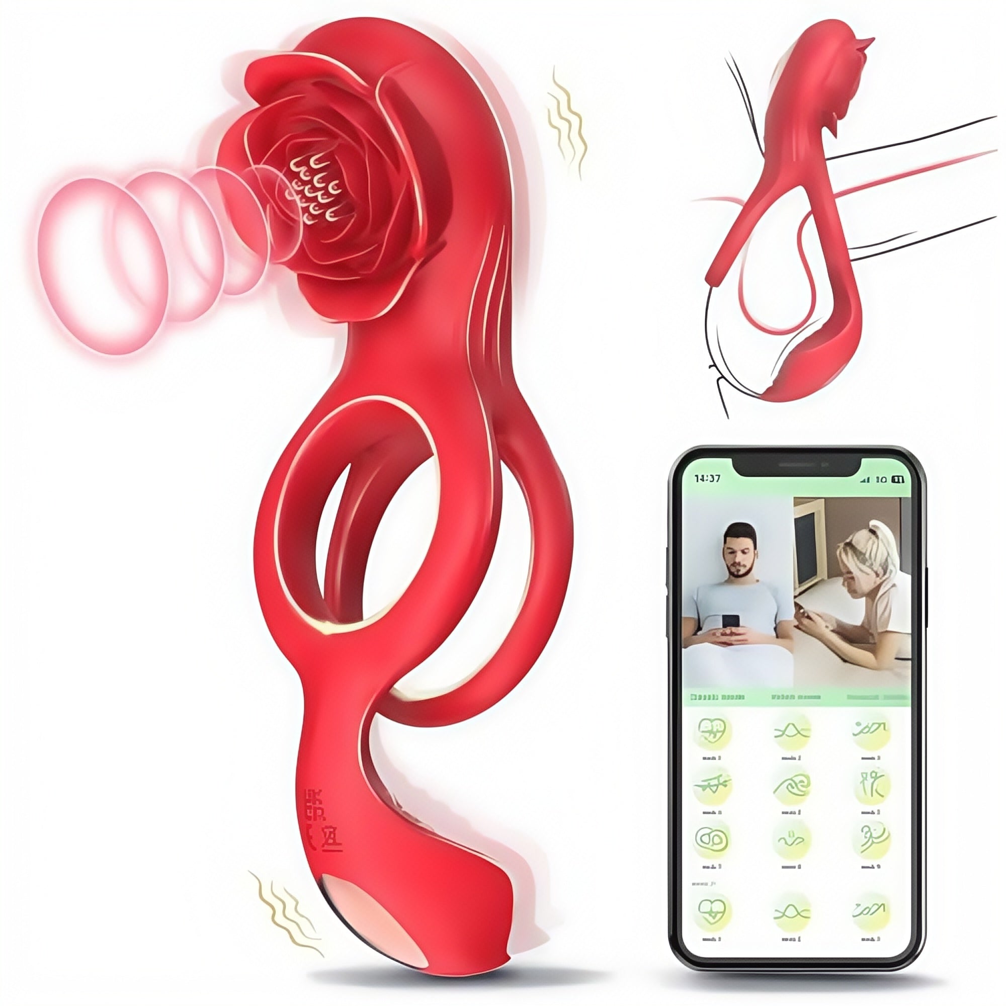 Joyomas - Cock Ring with Rose Clitoral Stimulation