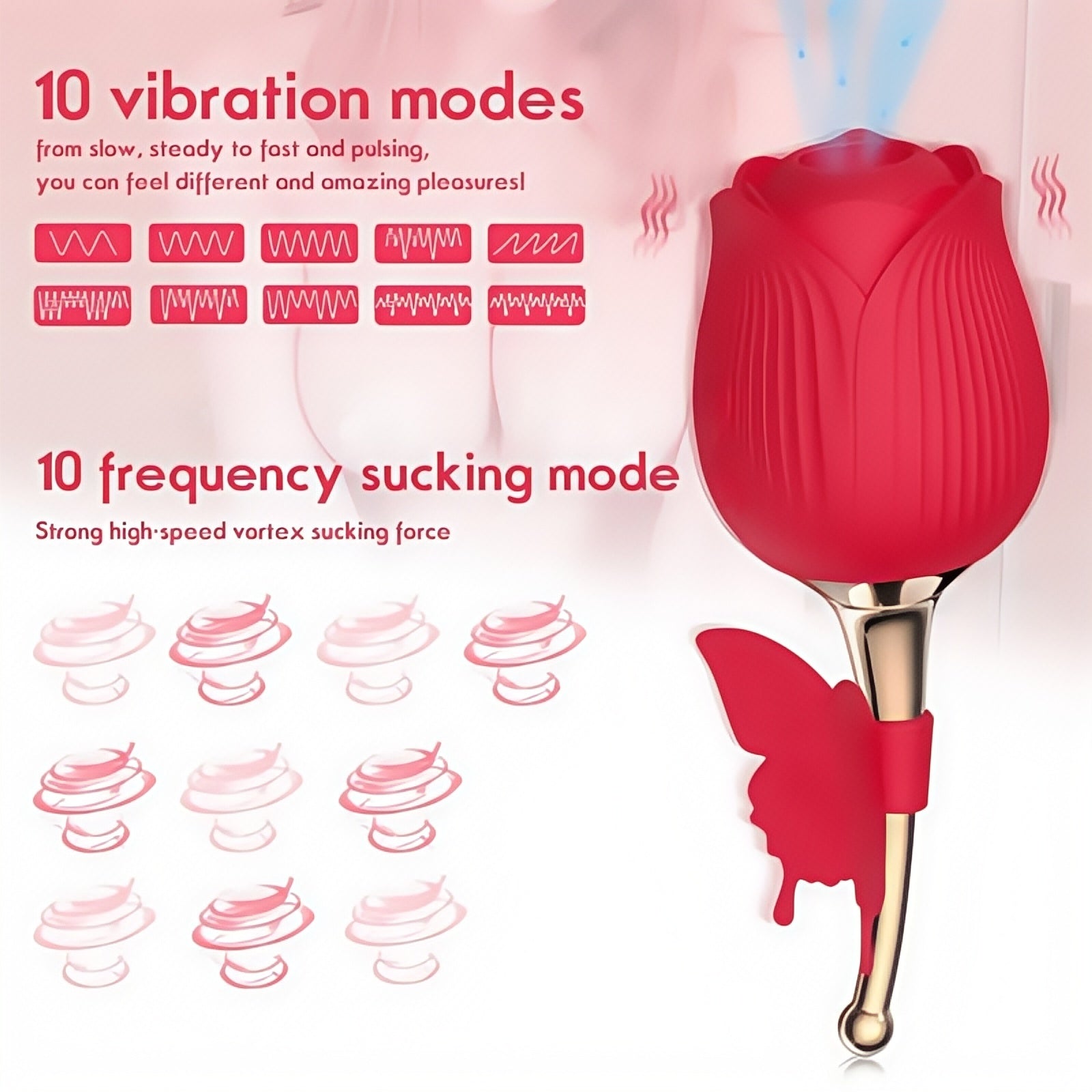 Joyomas - Rose Shape Vaginal Vibrator Stimulation G-spot Sex Toys For Women
