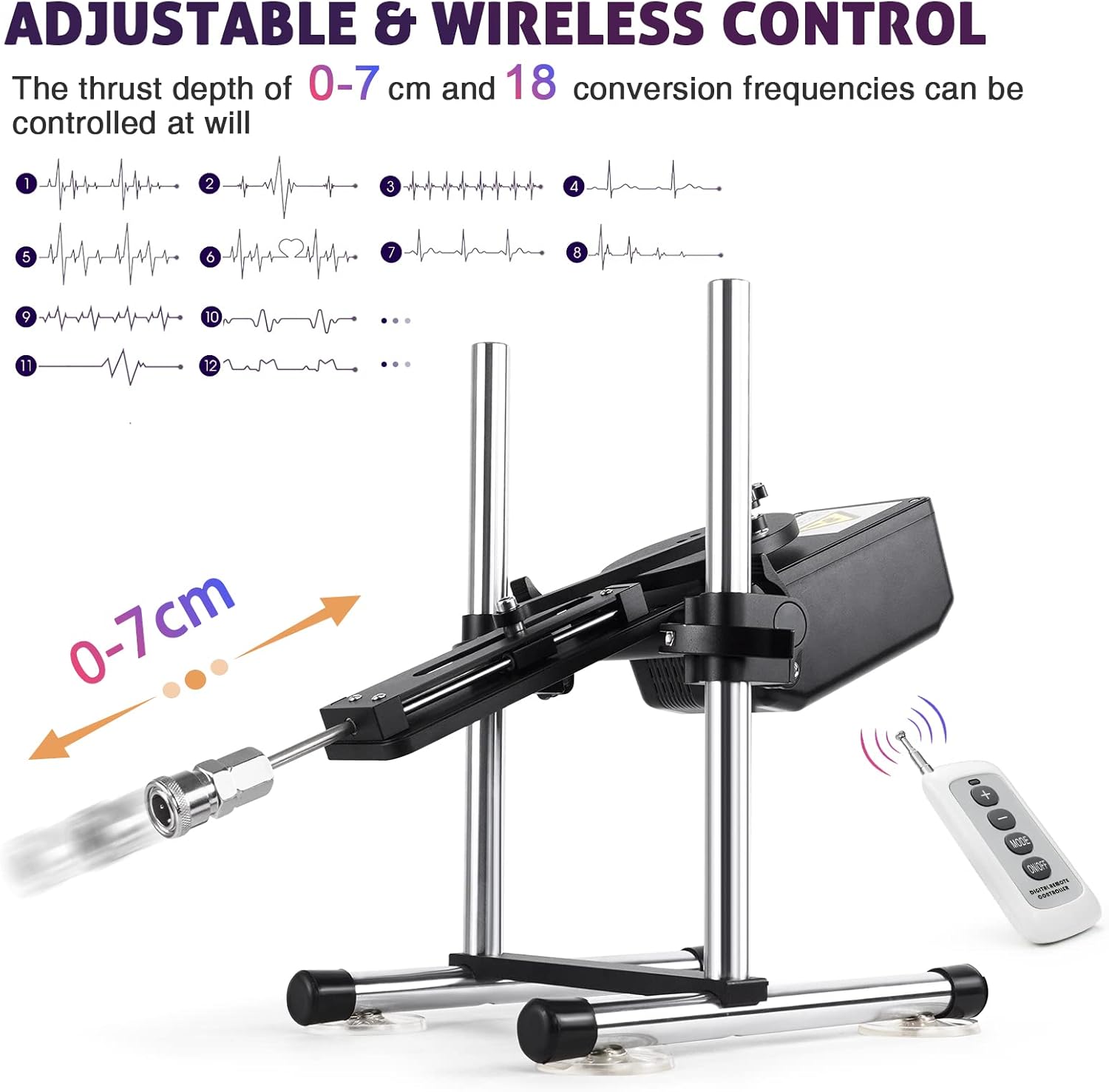 Joyomas - Silent sex machine 70W powerful 7cm adjustable premium thrust dildo machine 3 attachment