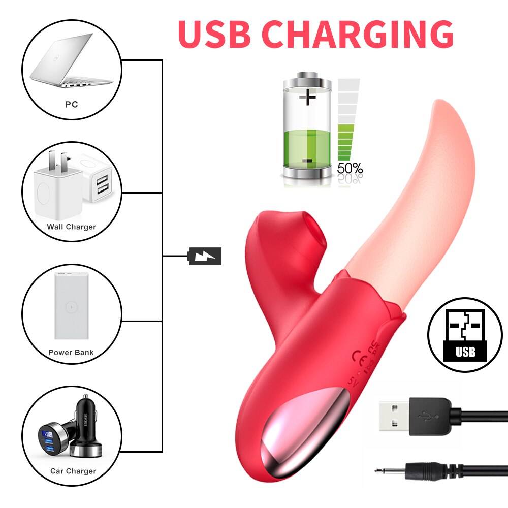 Joyomas - Rose Generation Ⅱ Tongue Licking Vibrator Clit Sucking G Spot Stimulator Nipple Massager