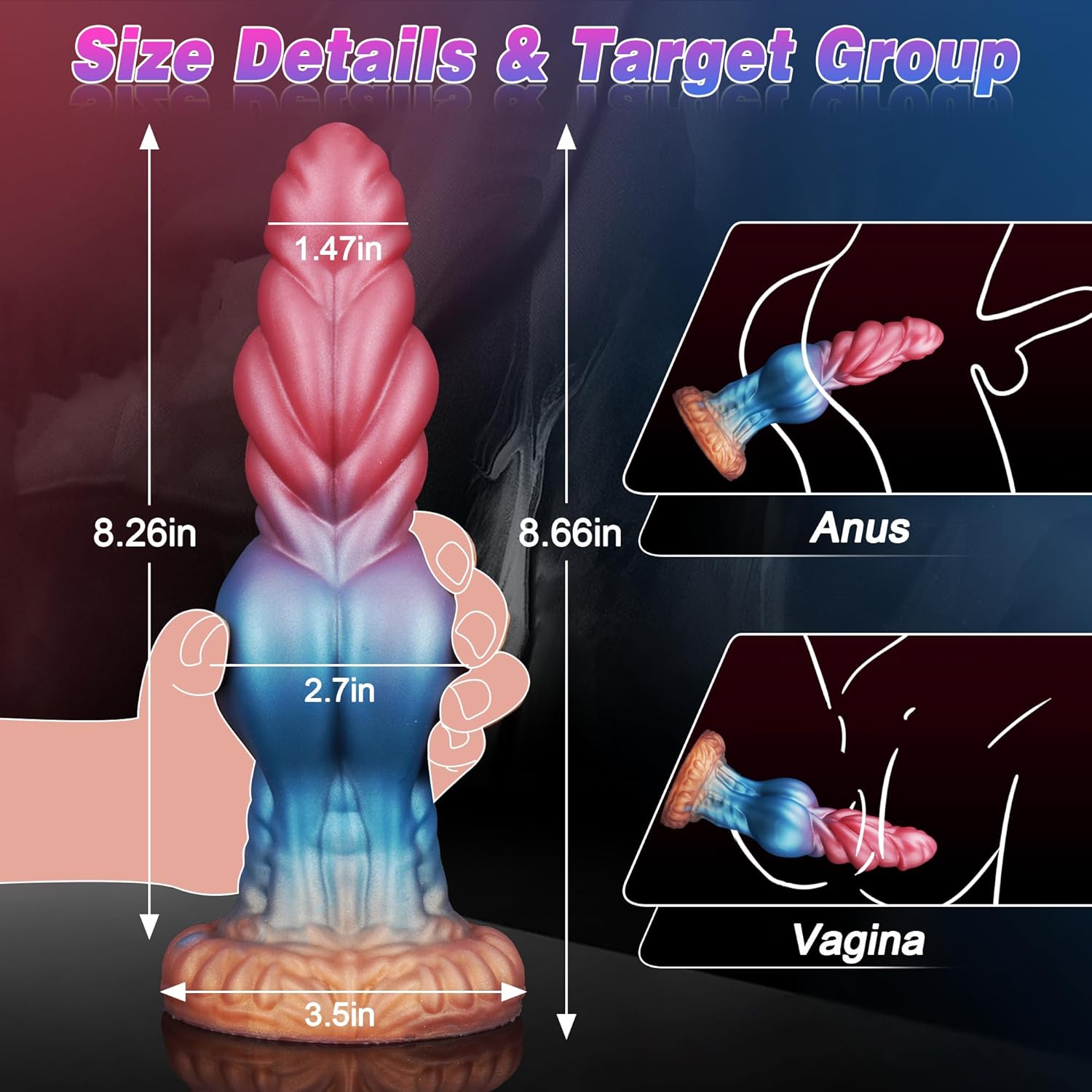 Joyomas - Huge Knotted Dildo Monster Dildo Fantasy Dildo with Knot 2.7 Diameter Thick Knot Dildo Horse Dildo Suction Cup Dildo Ribbed Anal Dildo for Men Women