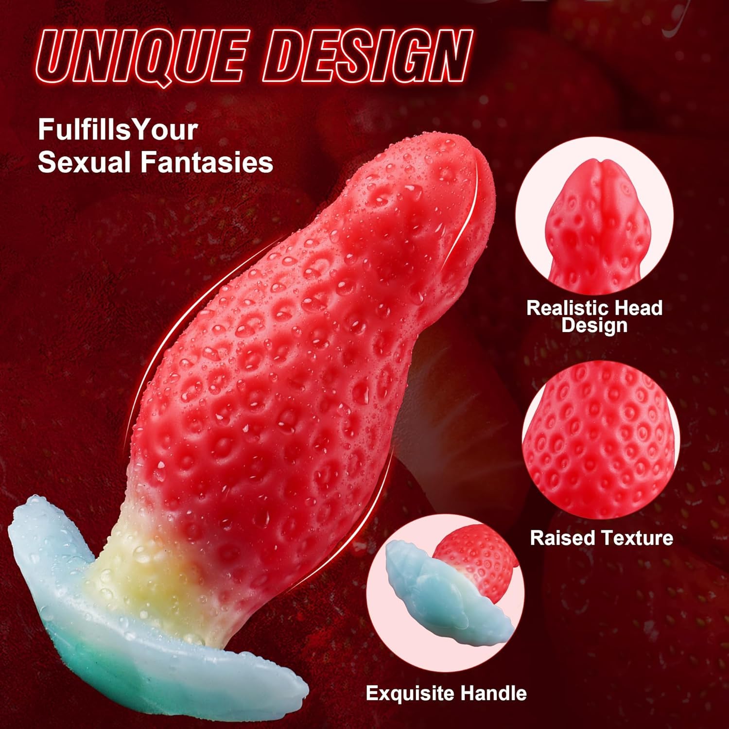 Joyomas - Huge Buttplug Anal Trainer, Strawberry Silicone Dildo Anal Stretcher Gay Toy for Couples