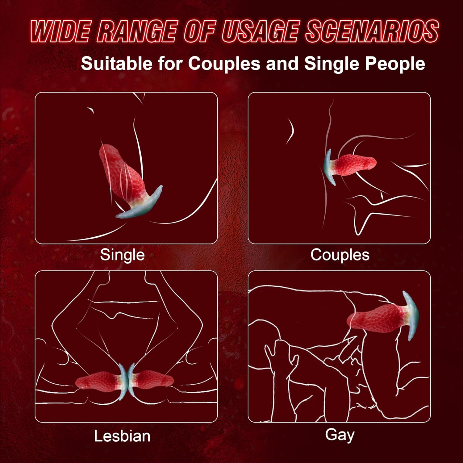 Joyomas - Huge Buttplug Anal Trainer, Strawberry Silicone Dildo Anal Stretcher Gay Toy for Couples