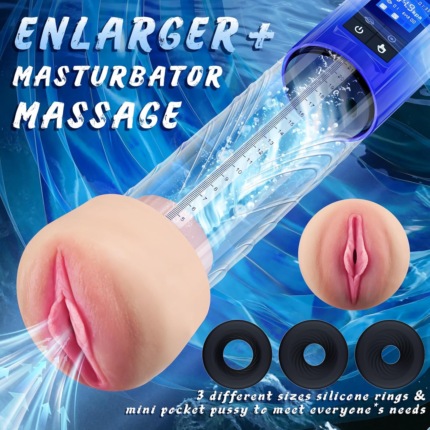 Joyomas-4 In 1 Penis Enlargement Extend Pump Masturbator With Mini Pocket Pussy