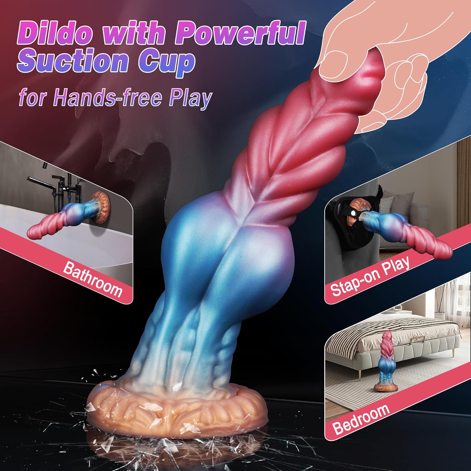 Joyomas - Huge Knotted Dildo Monster Dildo Fantasy Dildo with Knot 2.7 Diameter Thick Knot Dildo Horse Dildo Suction Cup Dildo Ribbed Anal Dildo for Men Women
