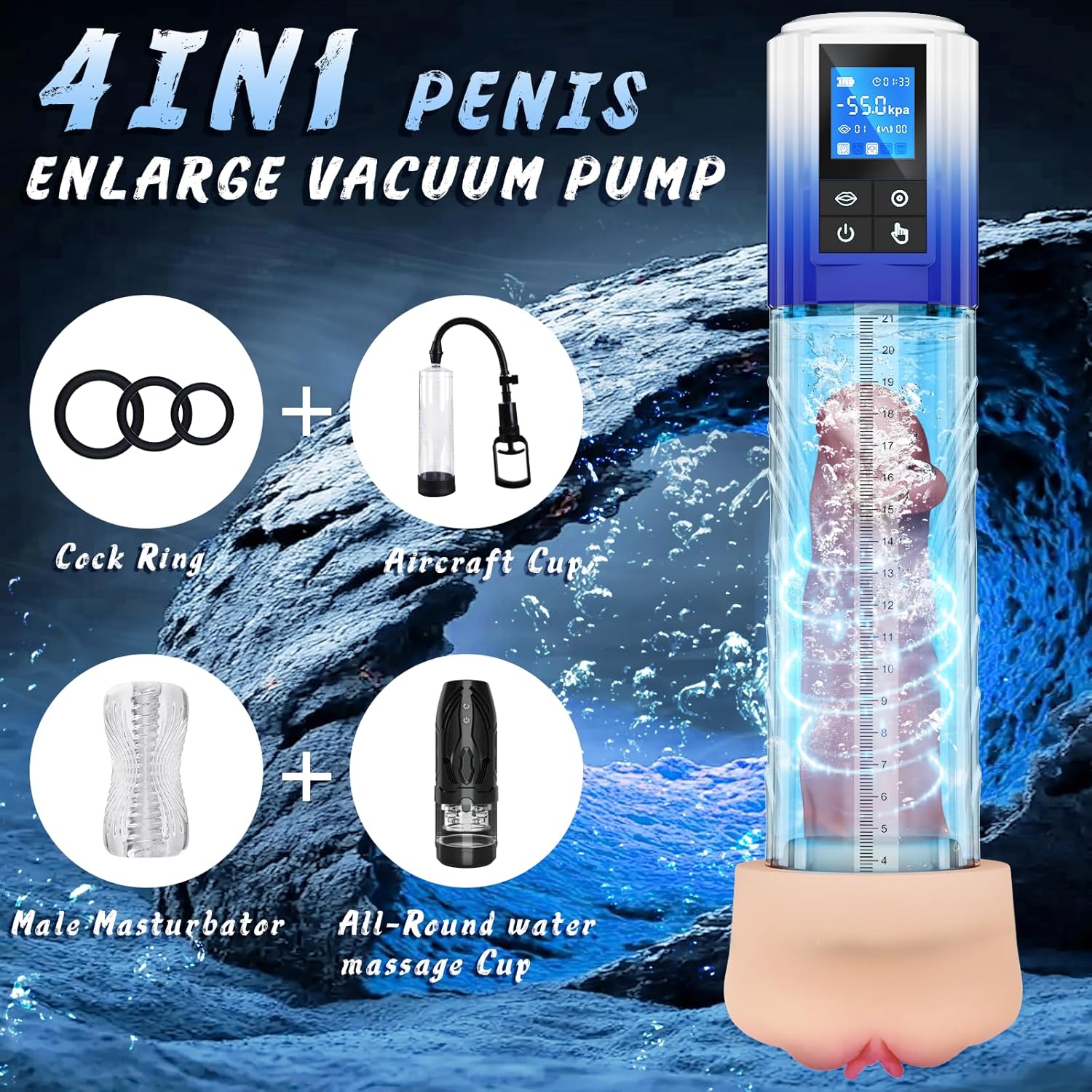Joyomas-4 In 1 Penis Enlargement Extend Pump Masturbator With Mini Pocket Pussy