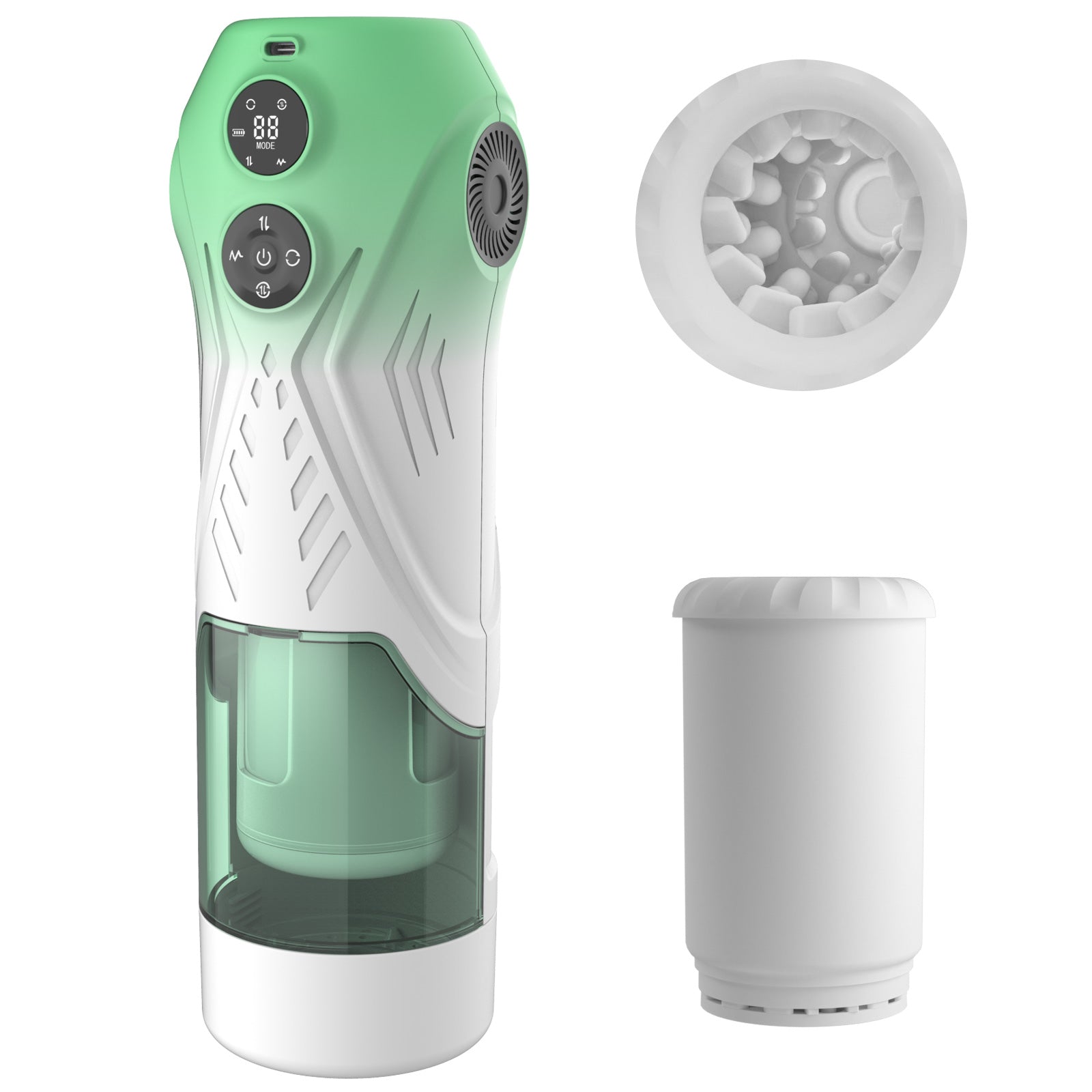 Joyomas - Green Star Rotating Telescopic Vibration Male Masturbator