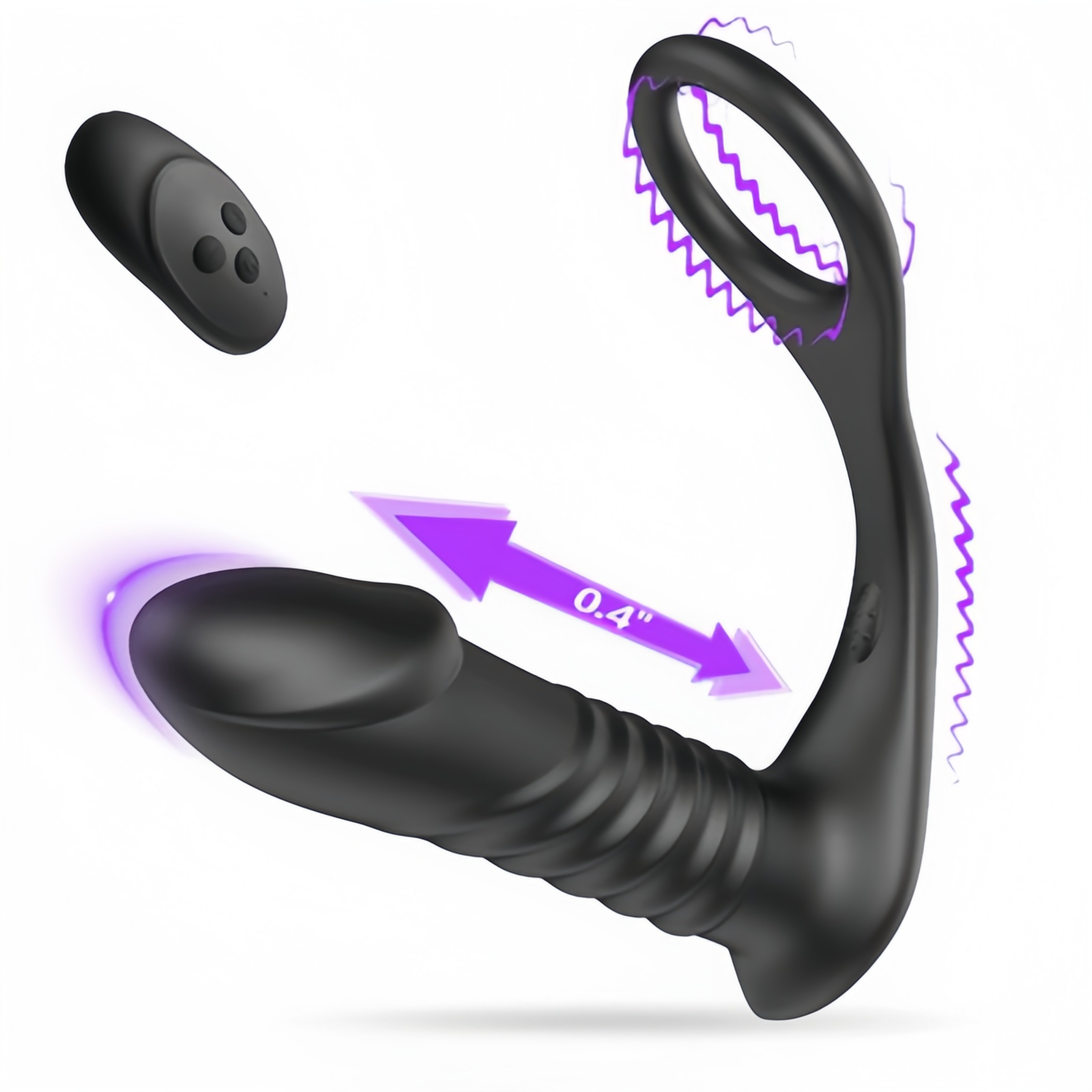 Joyomas - 10 Thrilling Vibration 3 Thrusting Silicone Remote Control Cock Ring Anal Vibrator