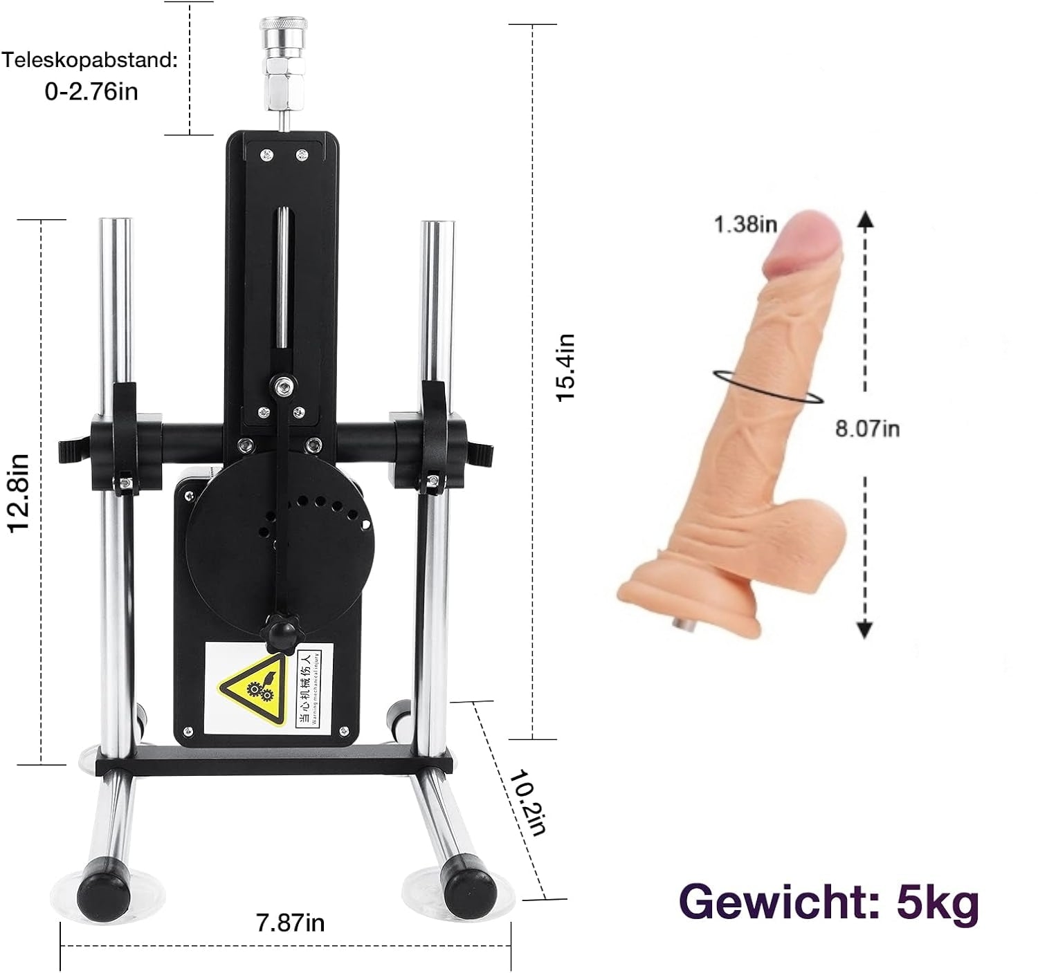 Joyomas - Silent sex machine 70W powerful 7cm adjustable premium thrust dildo machine 3 attachment