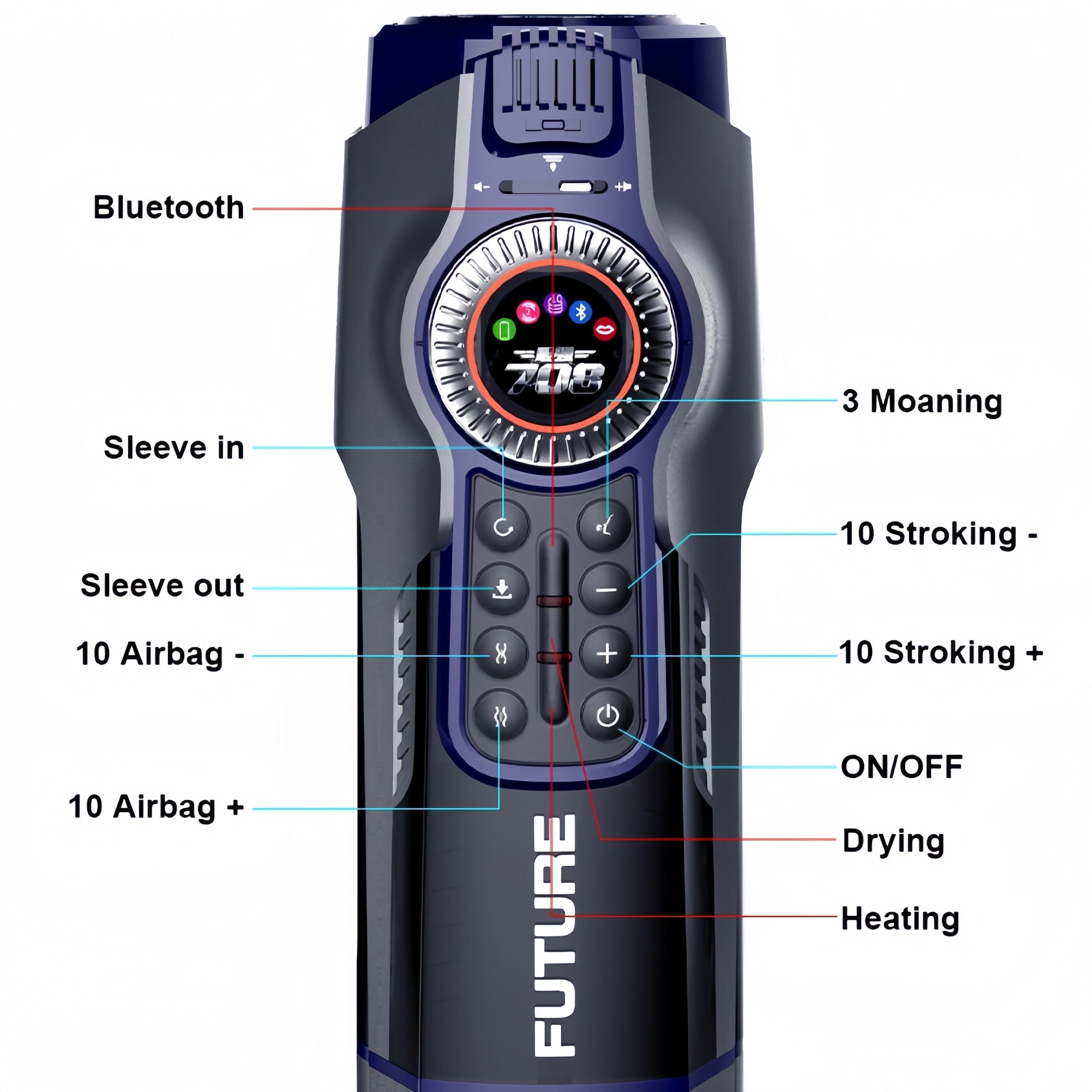 Joyomas - Future 708 Pro 10-Frequency Expansion Heating Male Masturbator | Powered by Leten