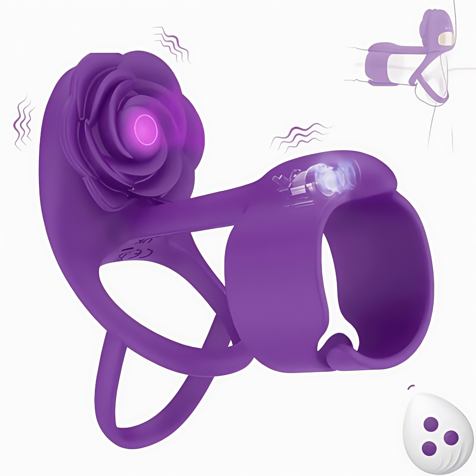 Joyomas - 3 IN 1 Vibrating Rose Penis Ring with 10 Vibration