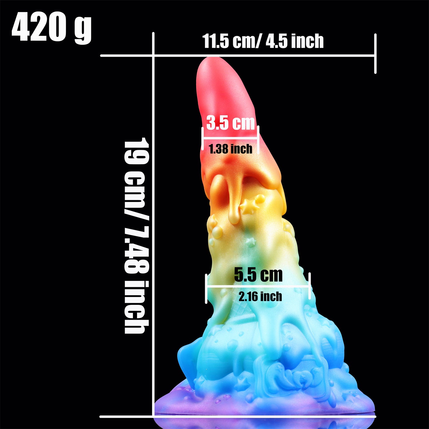 Joyomas-AIMITEX 7.48-inch Rainbow Ice Cream Liquid Silicone Fantasy Dildo Masturbation Massager