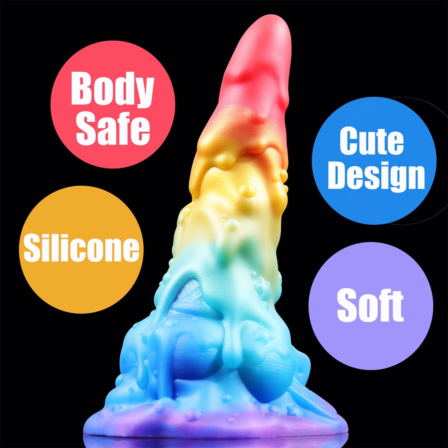 Joyomas-AIMITEX 7.48-inch Rainbow Ice Cream Liquid Silicone Fantasy Dildo Masturbation Massager