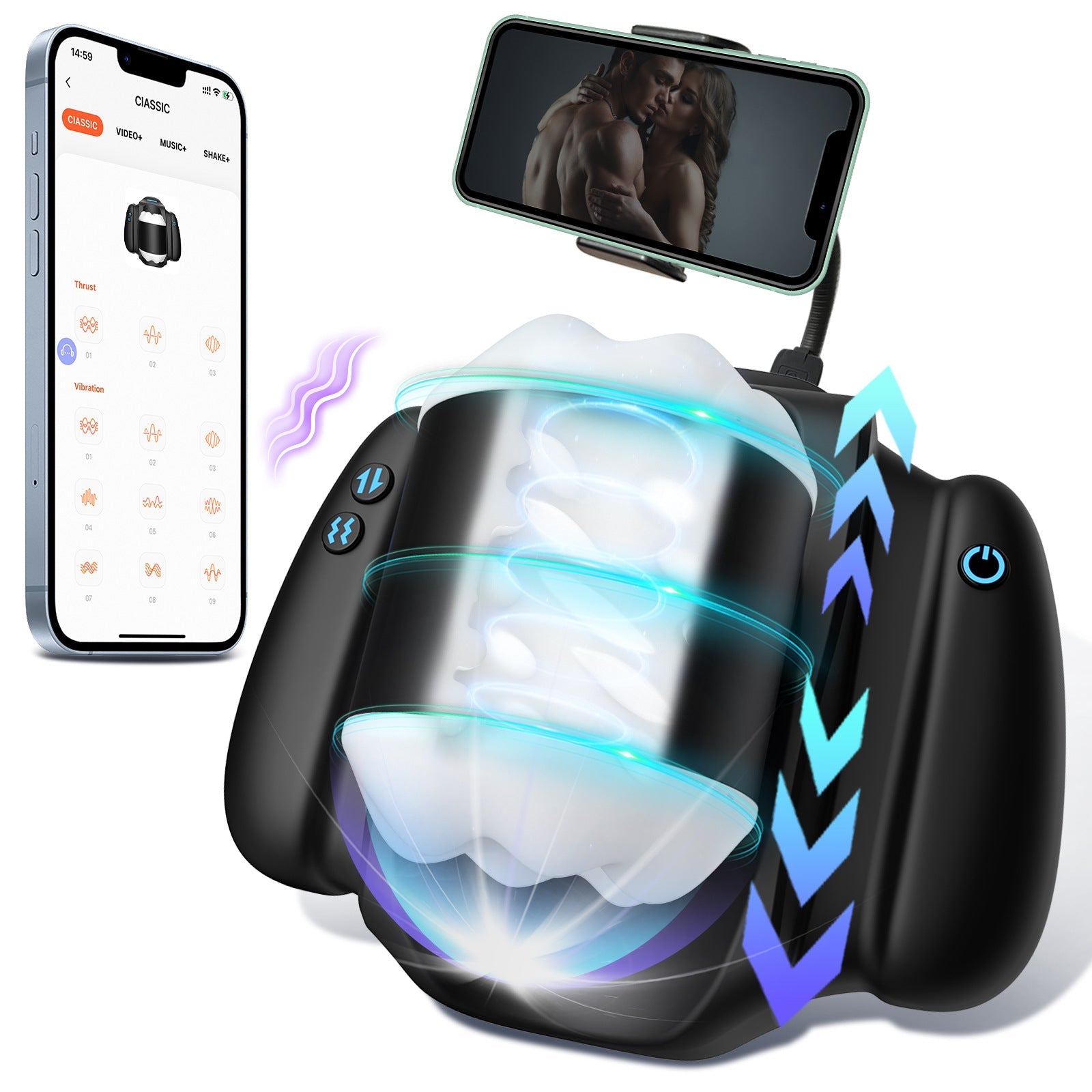Joyomas - APP Controlled Male Masturbation Cup 10 Vibration Modes 3 Thrusting Speeds Telescopic