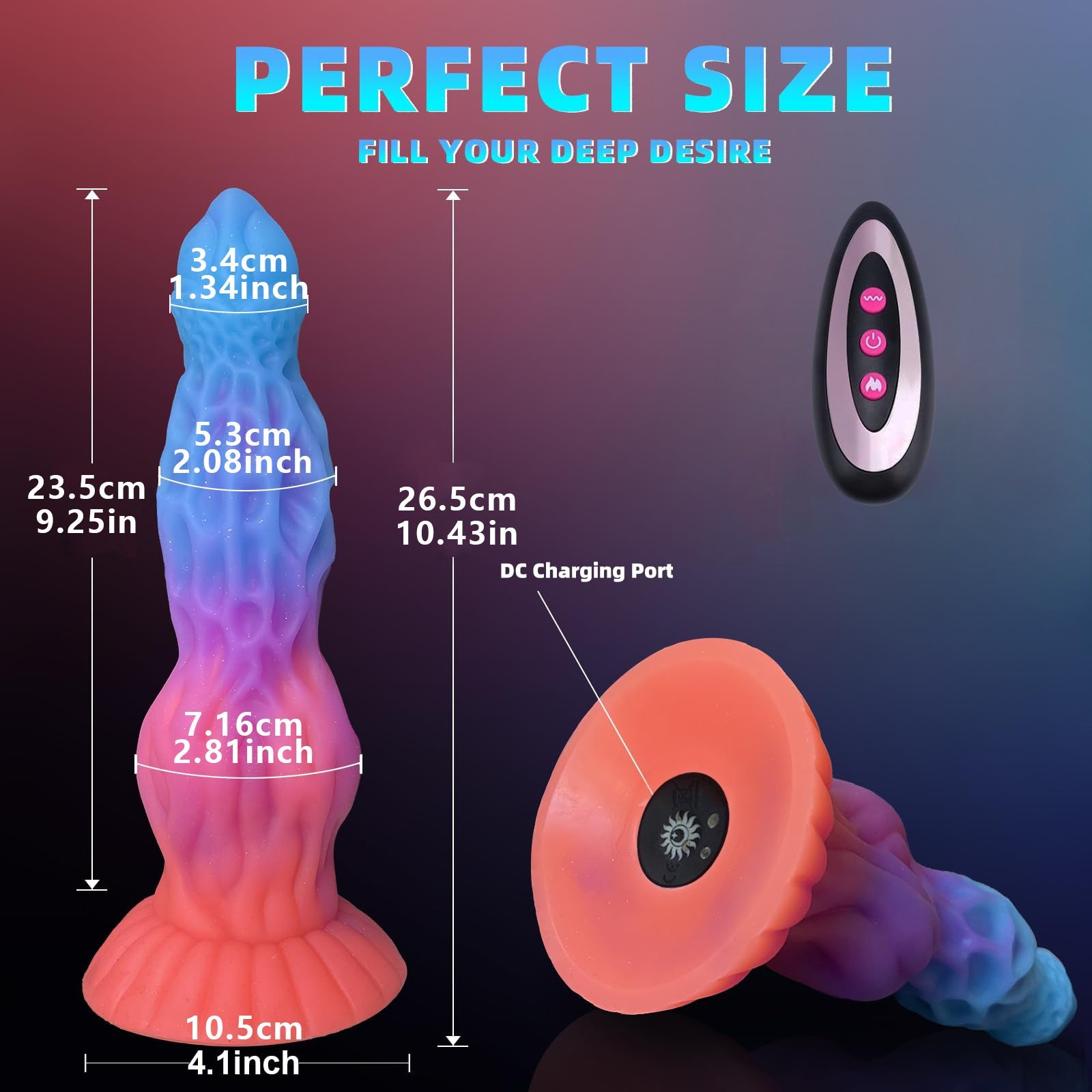 Joyomas-10.6In Luminous Dragon Monster Dildo Vibrator Remote Control With 10 Thrusting & Vibration