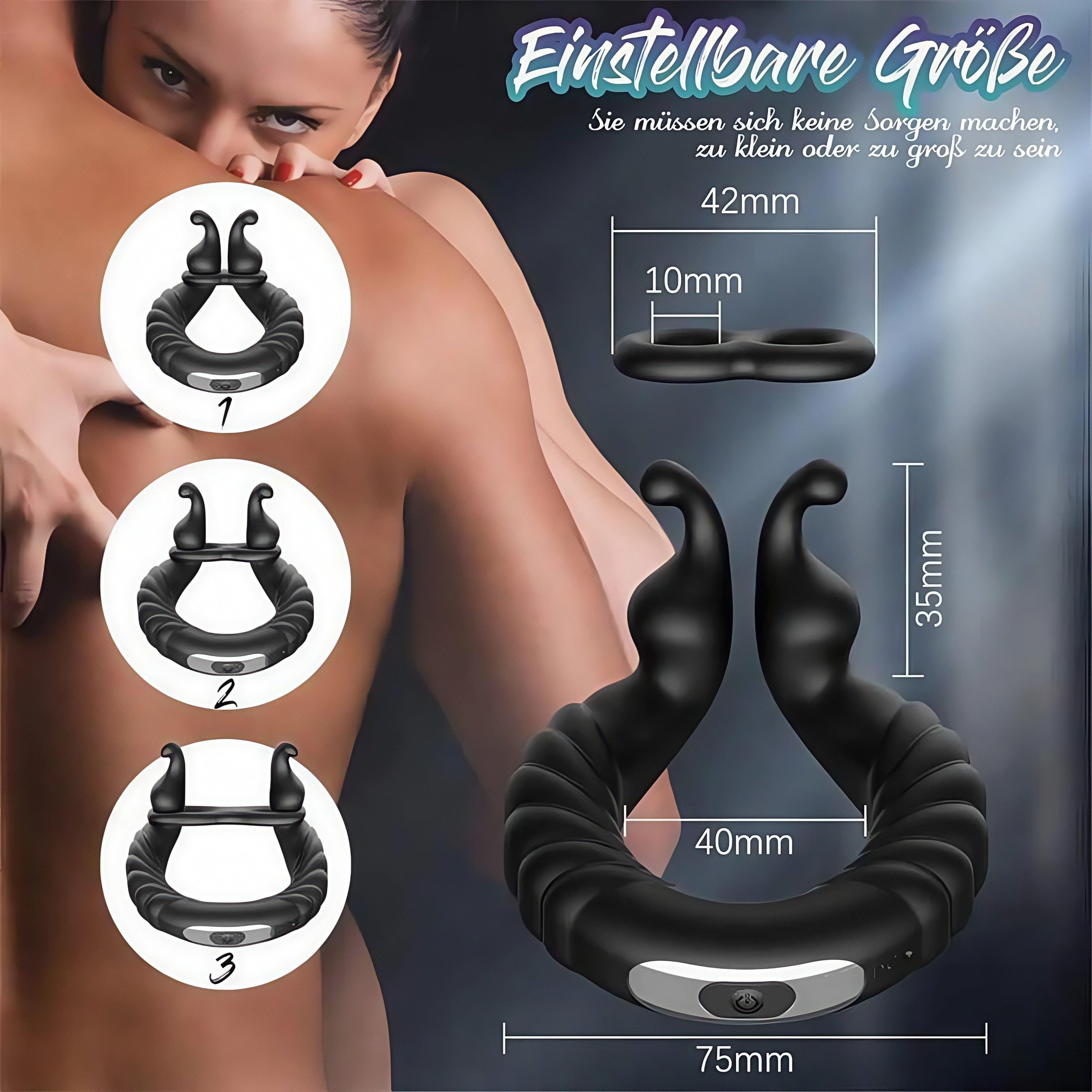 Joyomas - Vibrating Dual Penis Ring Dildo Stretchy Cock Ring