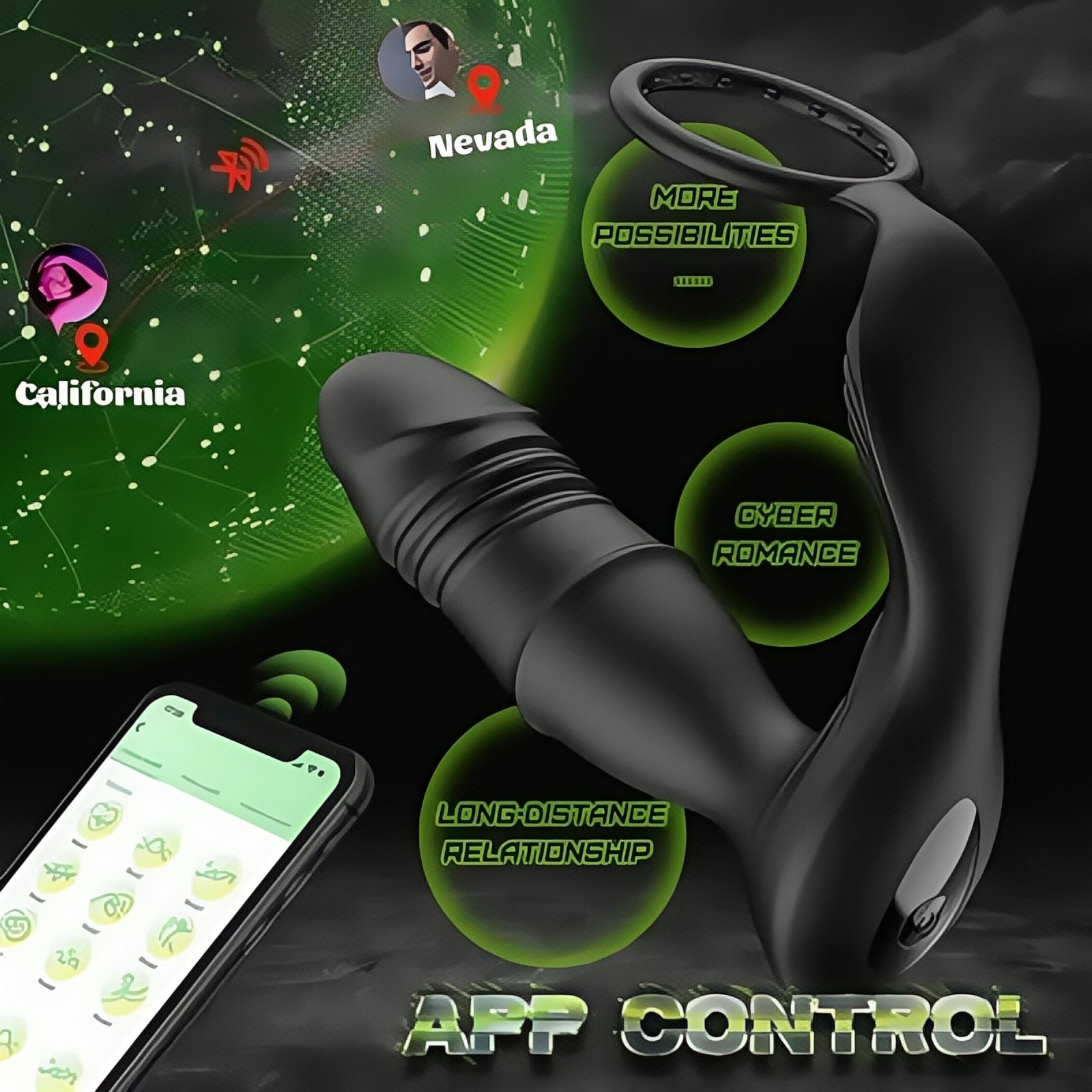 Joyomas - Mason APP/Controller & 9-Telescopic /Vibration & Cock Rings Prostate Massager