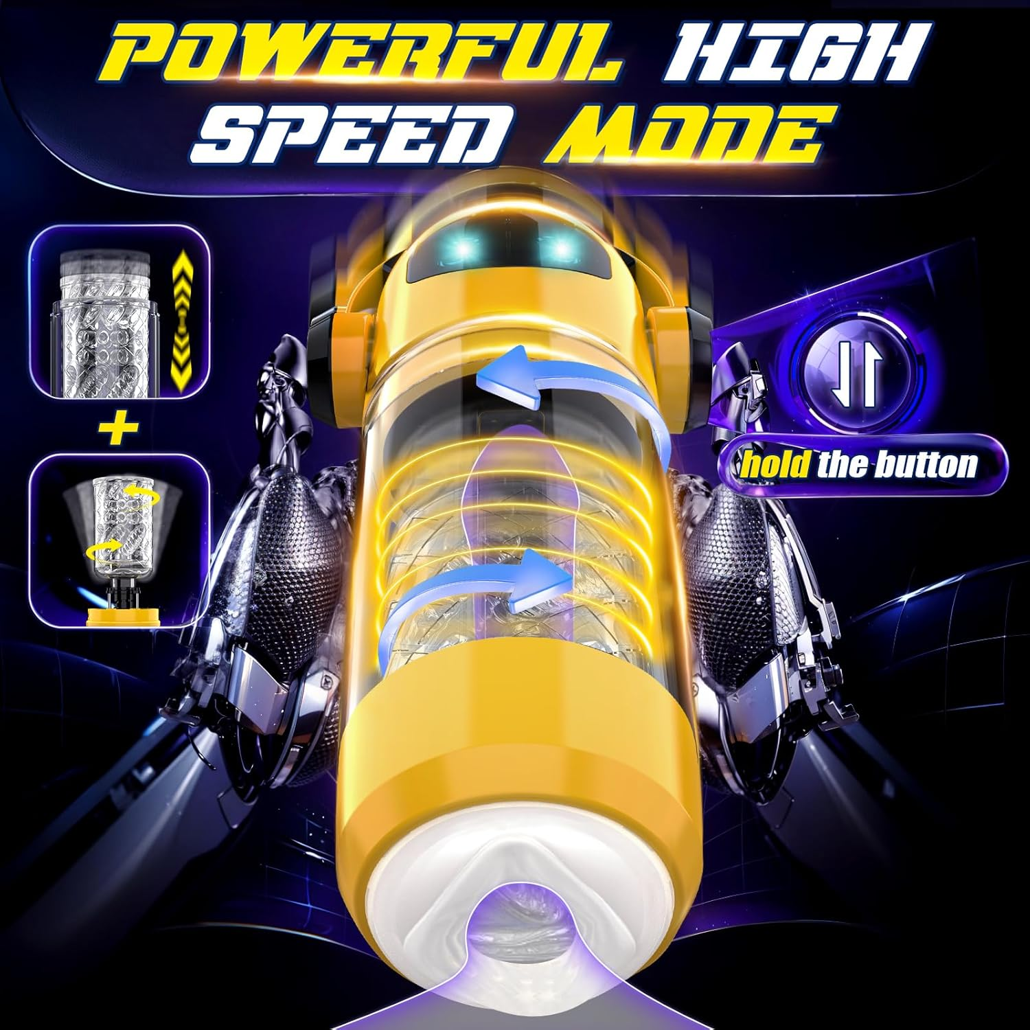 Joyomas - Spaceman 2 in 1 Automatic 7 Telescopic 7 Rotating Male Masturbator