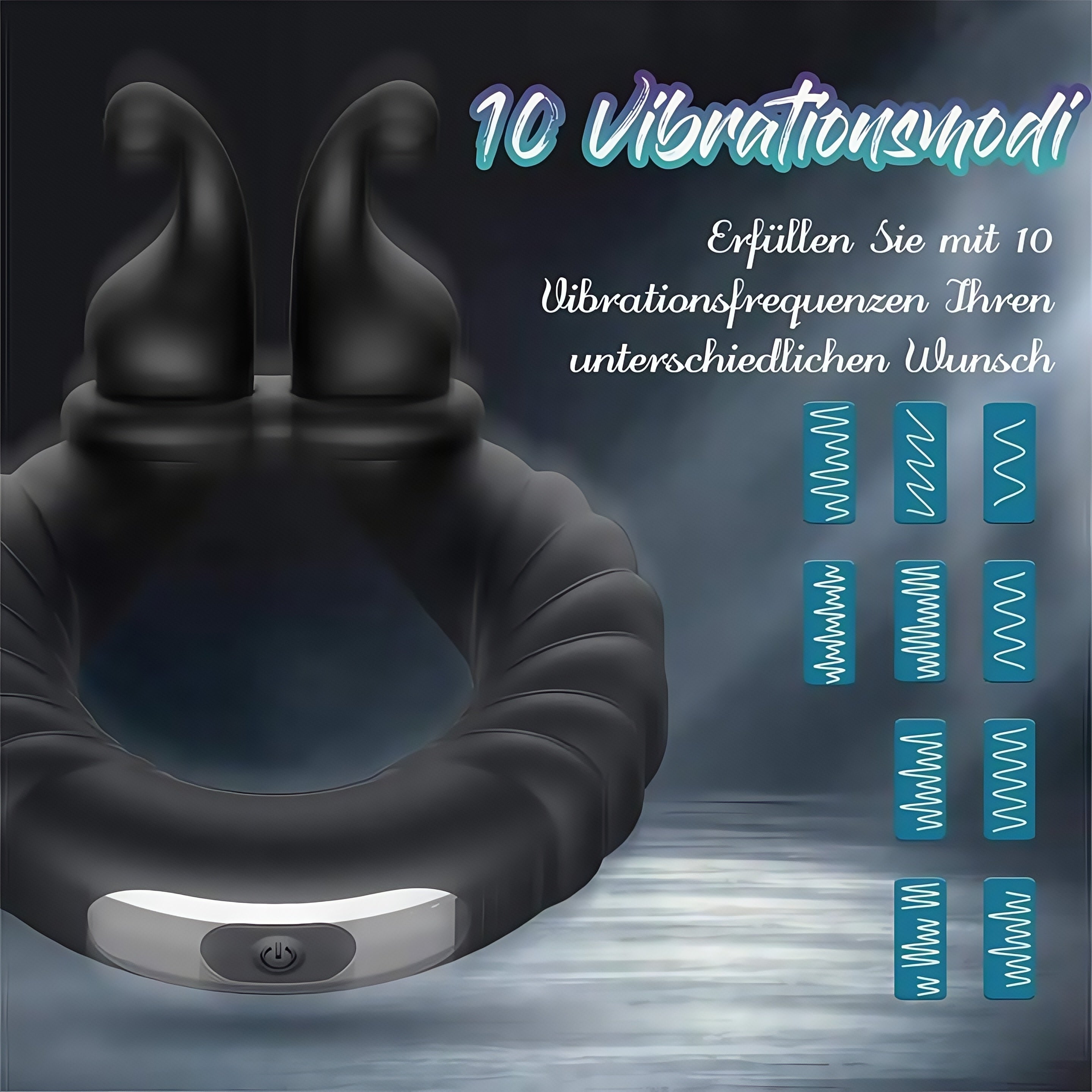 Joyomas - Vibrating Dual Penis Ring Dildo Stretchy Cock Ring