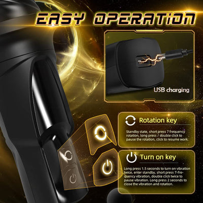 Joyomas - Gawk Gawk Black (With Cover) Tivino Rotating Vibration Male Masturbation Cup