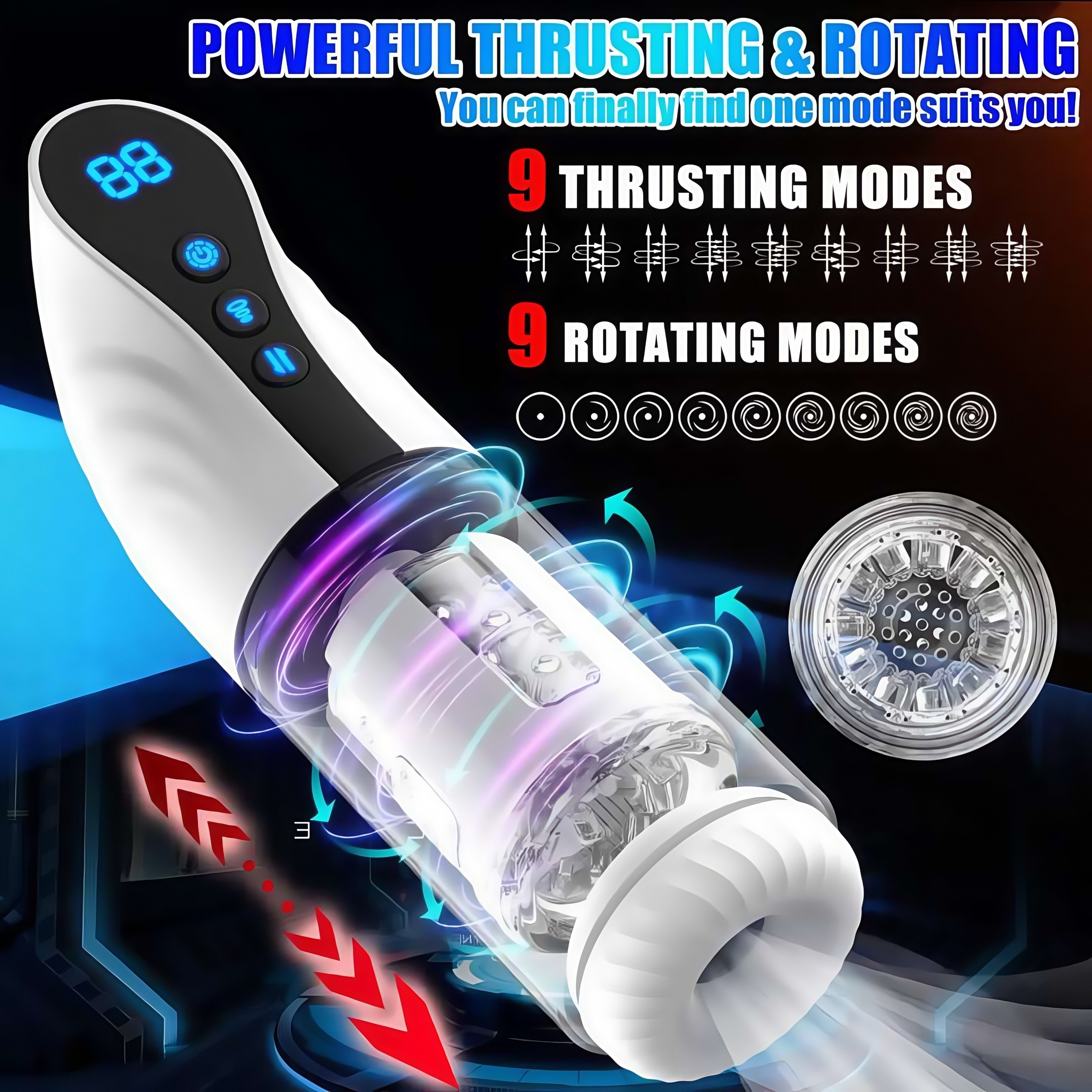 Joyomas - 3-in-1 Thrusting Rotating Sucking Deep-throat Male Masturbator