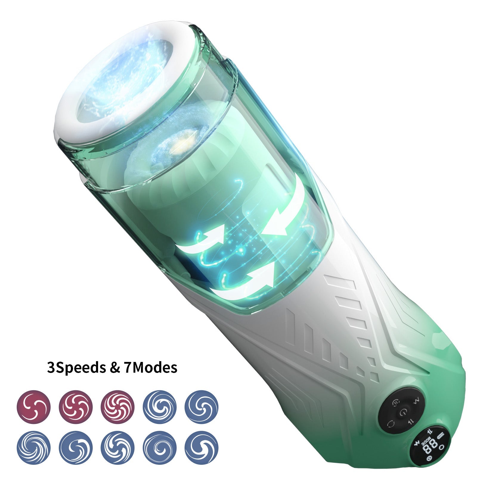 Joyomas - Green Star Rotating Telescopic Vibration Male Masturbator